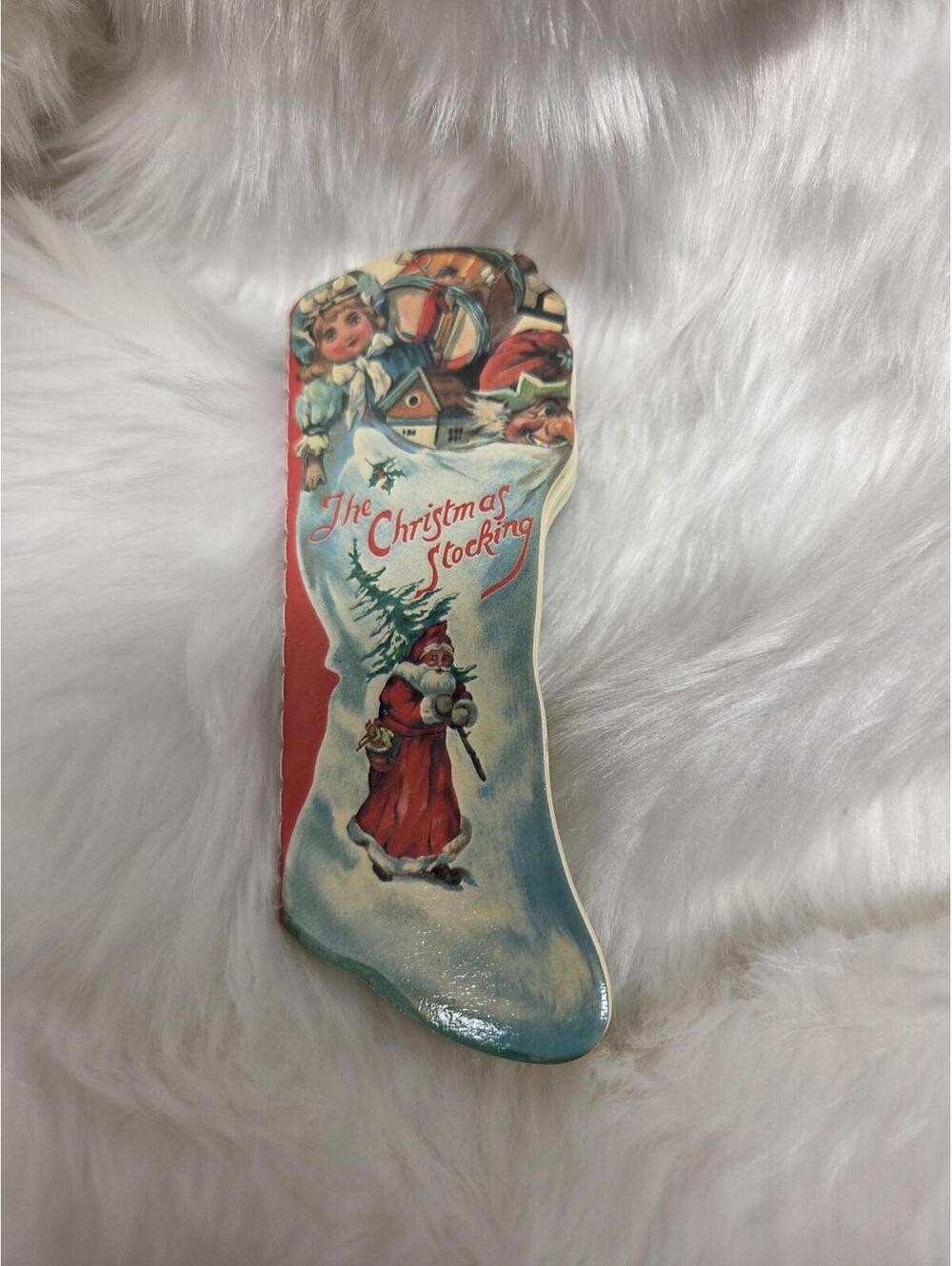 Vintage Christmas Stocking Shaped Booklet with Illustrations
